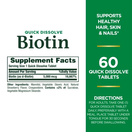 Biotin Vitamin Supplement, 5000 mcg, 60 Quick Dissolve M587