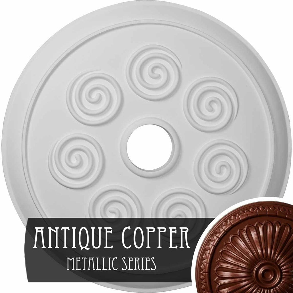 Hand-Painted Copper Green Patina Spiral Ceiling Medallion A55518