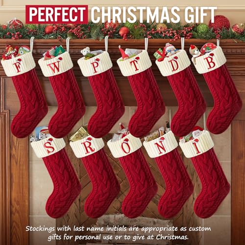 Large Embroidered Knit Christmas Stocking with Hook X953470
