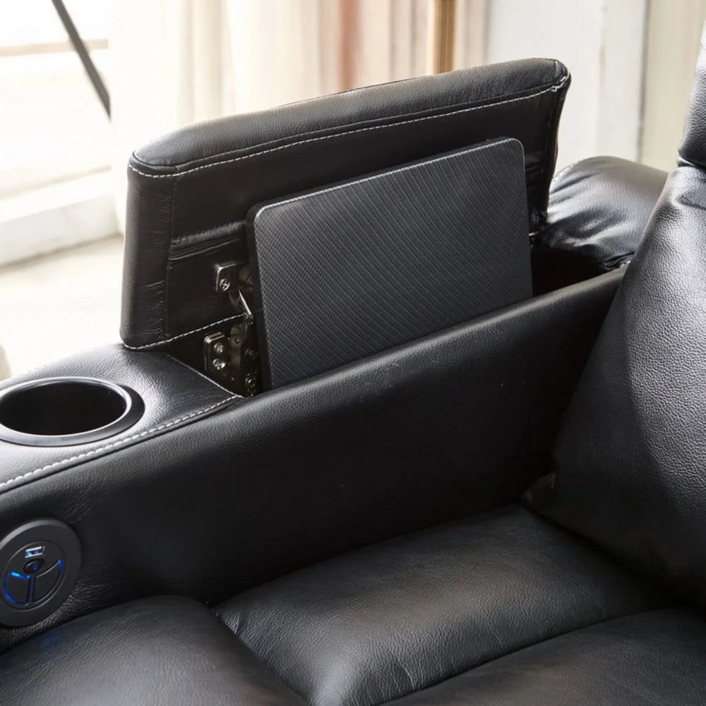 Black Leather Power Recliner Chair P781