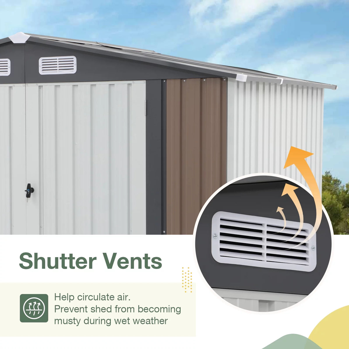 10' x 8' FT Metal Outdoor Storage Shed with Lockable Door L7761
