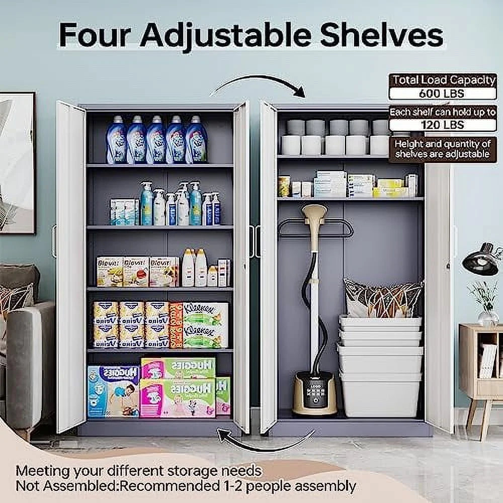 Metal Cabinet with Locking Doors 71" Tall 2 Adjustable Shelves O38505