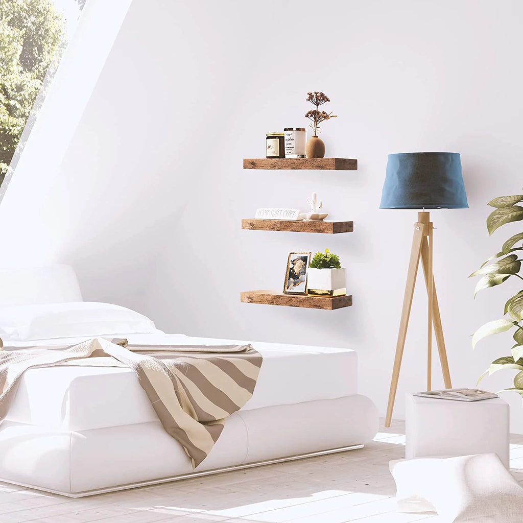 Mahogany Wall Mount Floating Shelf 3 Shelves E37105