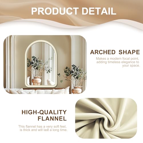Cream White Arched Full Length Flannel Mirror P945