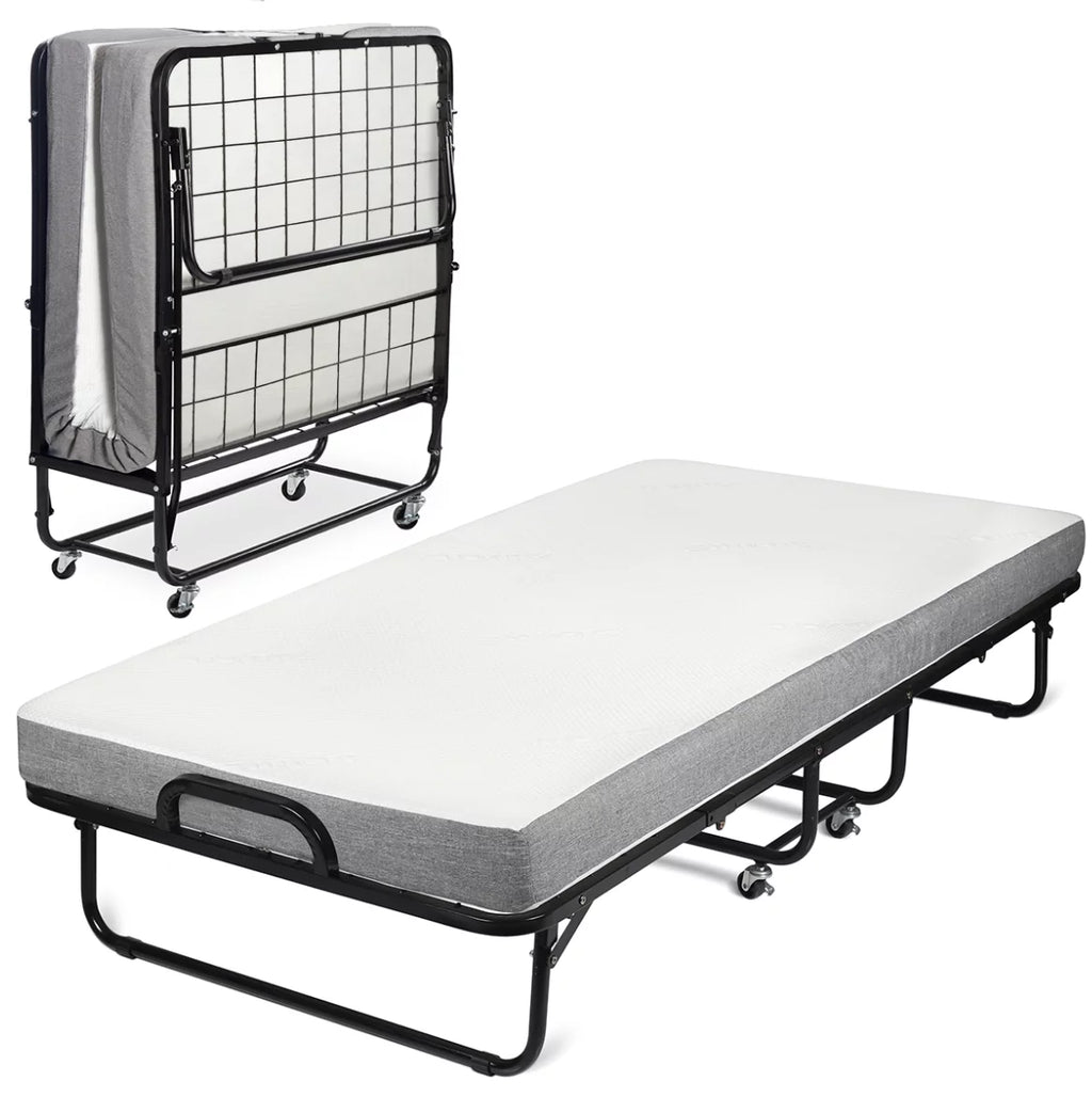 Folding Bed with Memory Foam Mattress Cot Size R523
