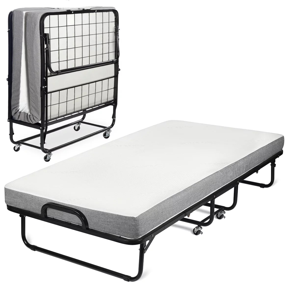 Folding Bed with Memory Foam Mattress Cot Size R523
