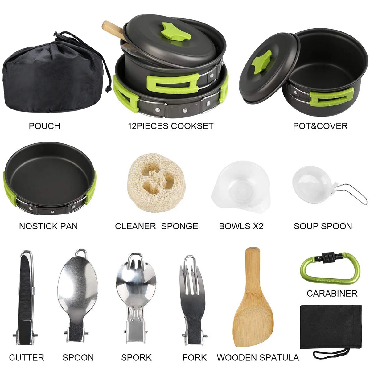 15Pcs Non-Stick Camping Cookware Set I7735