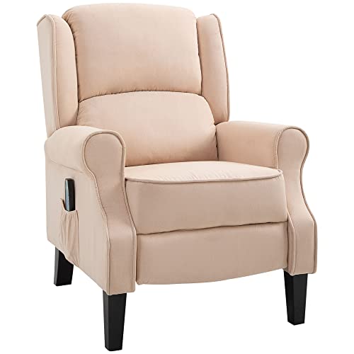 Black Suede Fabric Push Back Recliner Chair with Footrest E2926