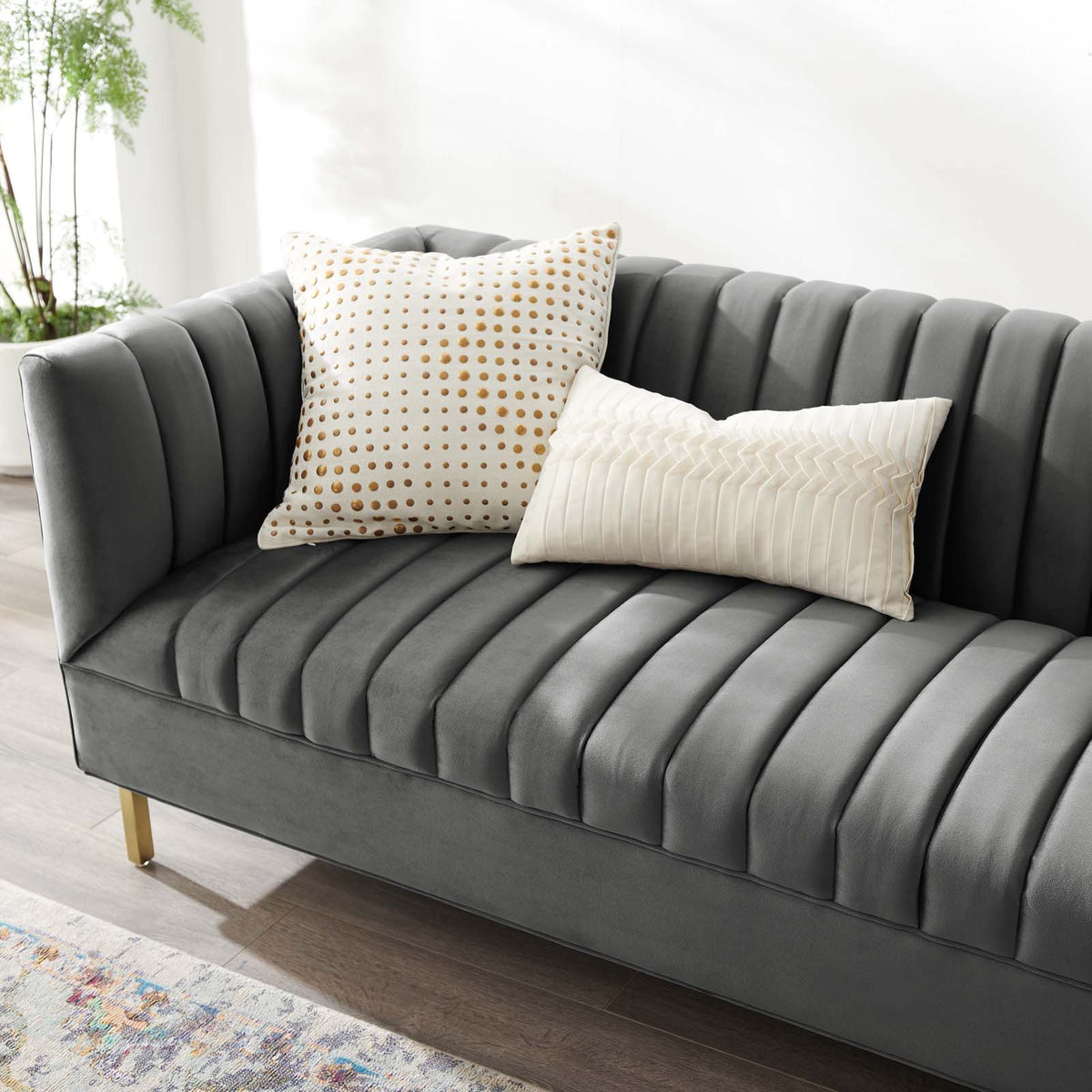 Gray Performance Velvet Sofa U3536