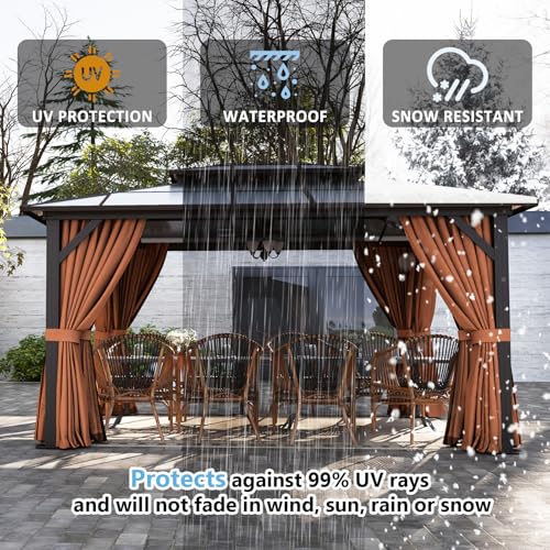 12'x14' Hardtop Gazebo with Curtains and Netting Y67092
