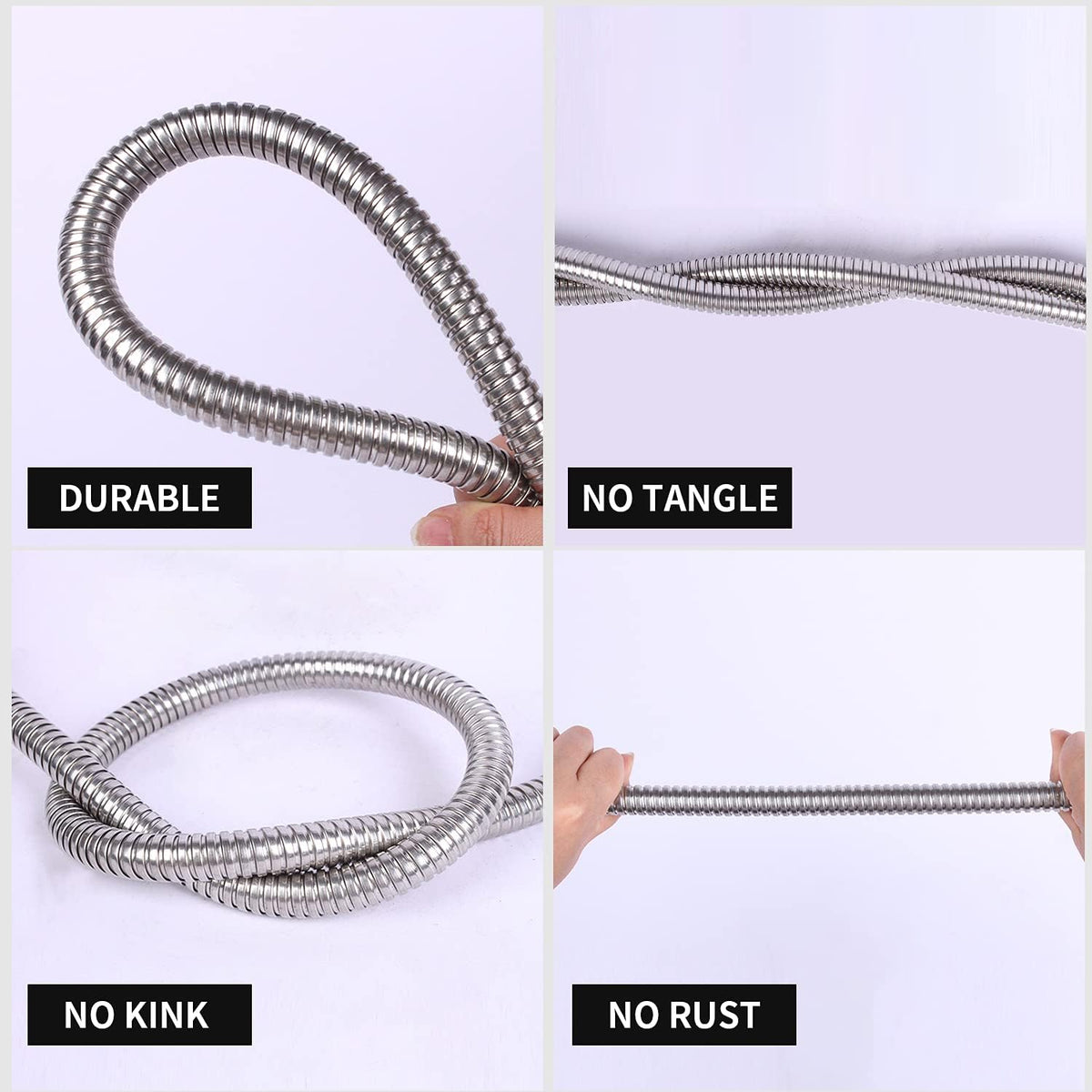 Metal Garden Hose 100 Ft Flexible Stainless Steel Water Hose with High Pressure Nozzle, Pack of 2 E187858