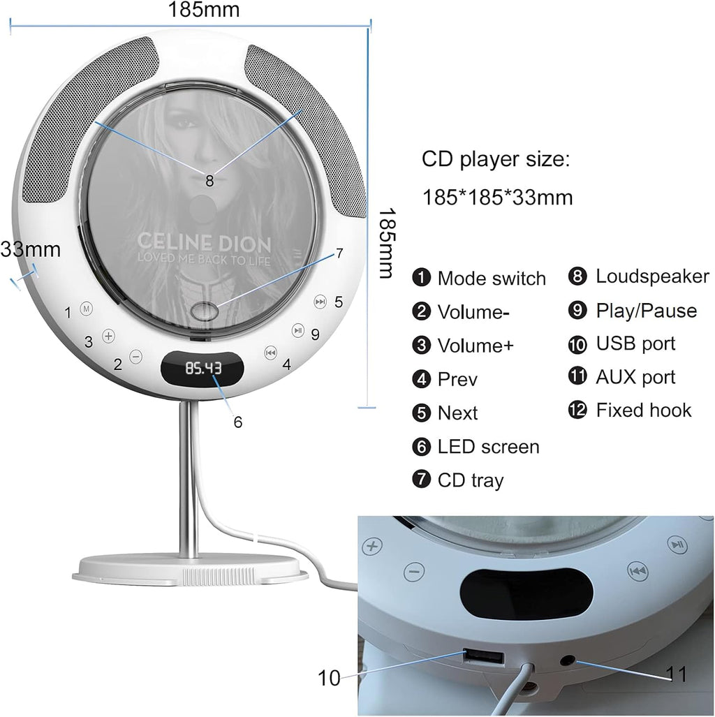 Portable CD Player with Bluetooth, FM Radio, Remote Control, Pack of 2 B6372