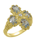 14k Yellow Gold Natural Diamond & Aquamarine Womens Engagement Ring K9295