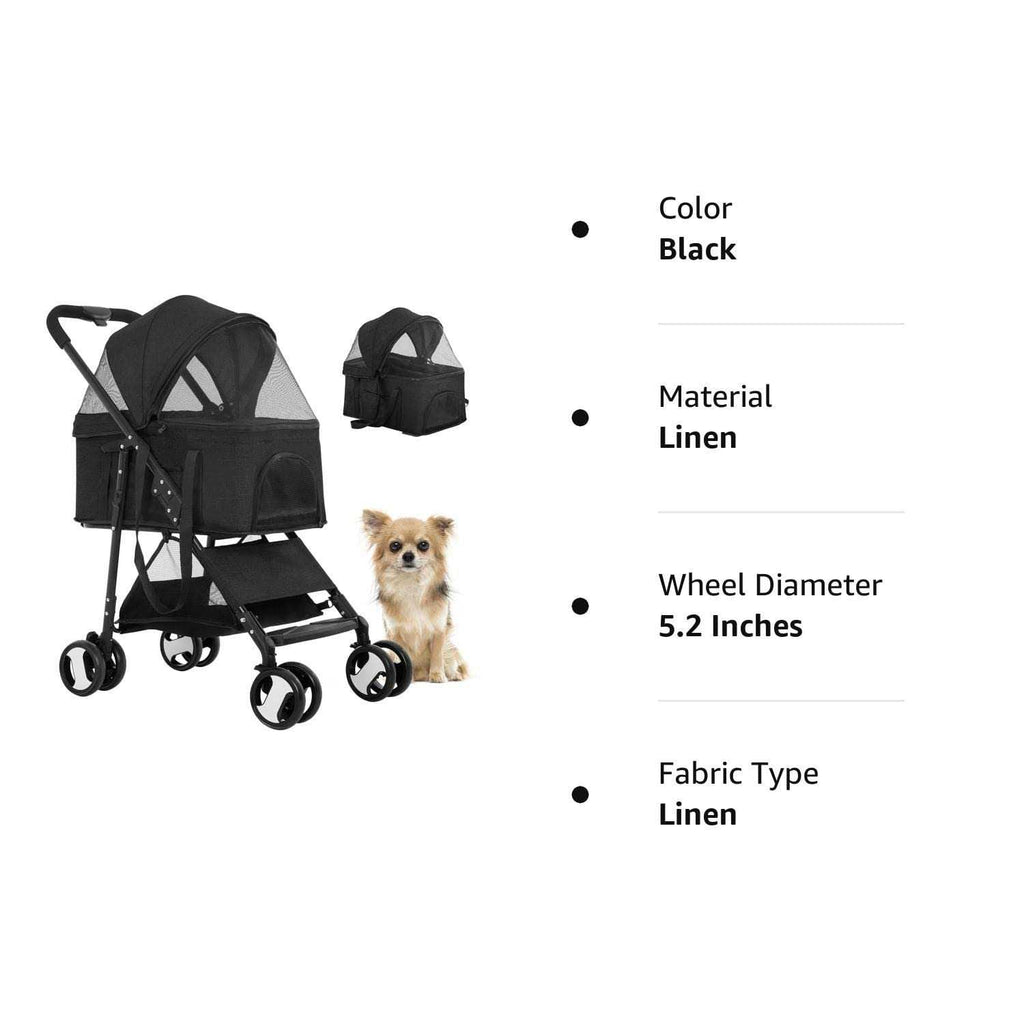 3-in-1 Pet Stroller with Detachable Carrier & Cup Holder M9189