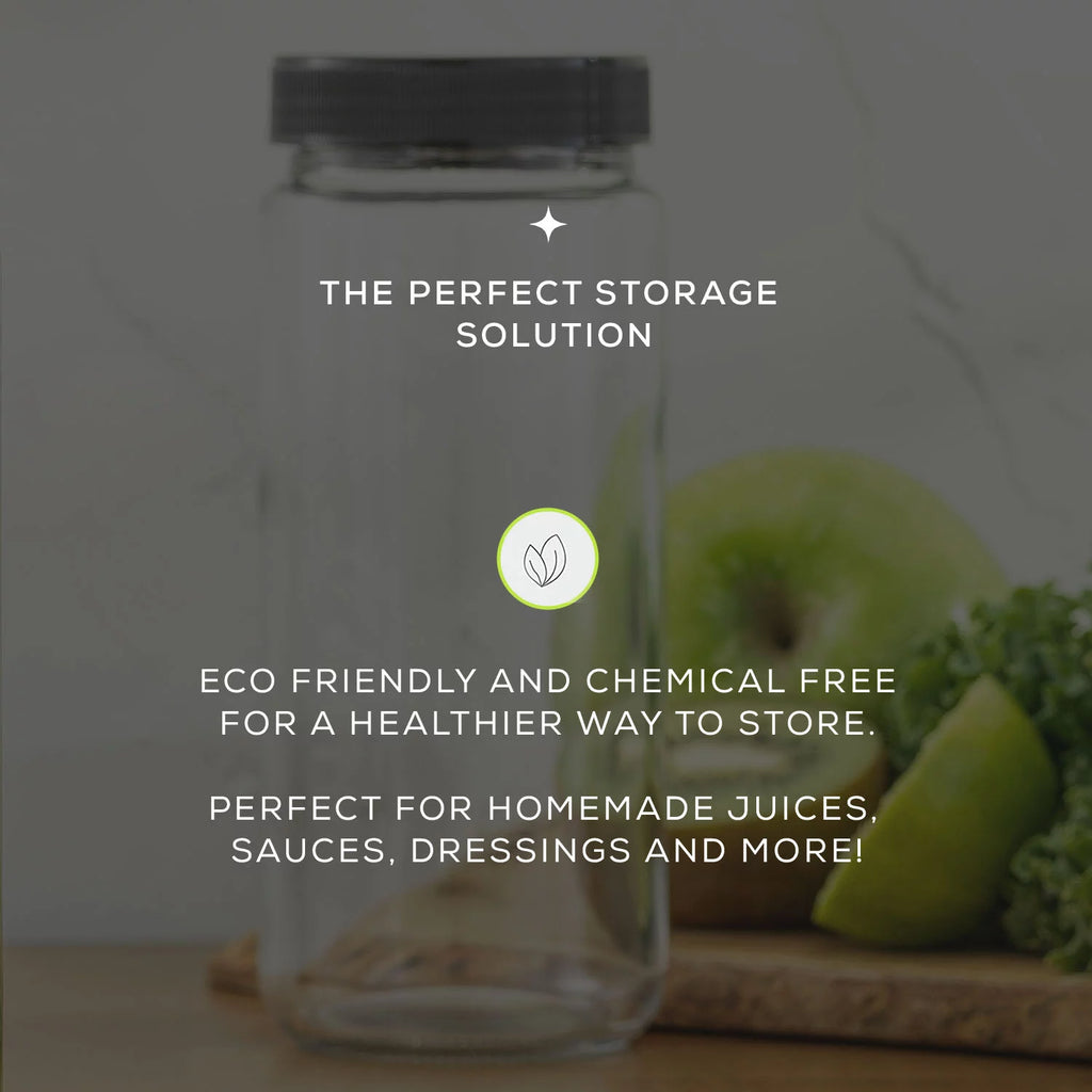 Set of 8 Glass Juice Bottles with BPA Free Lids M9257