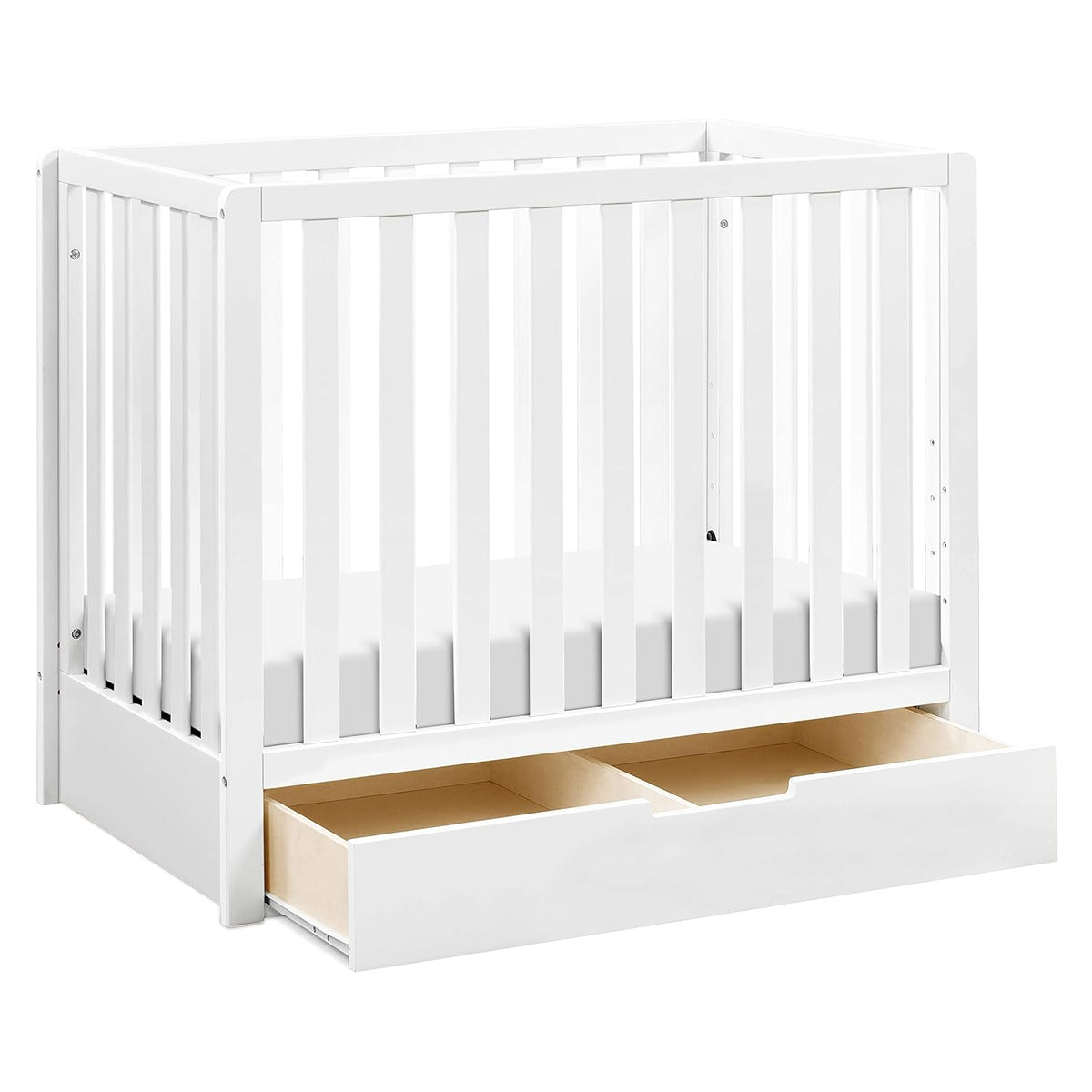 White 4-in-1 Convertible Mini Crib with Trundle Drawer D6562