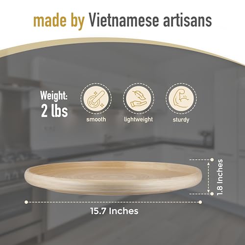 Handcrafted Bamboo Round Wooden Serving Tray O75961