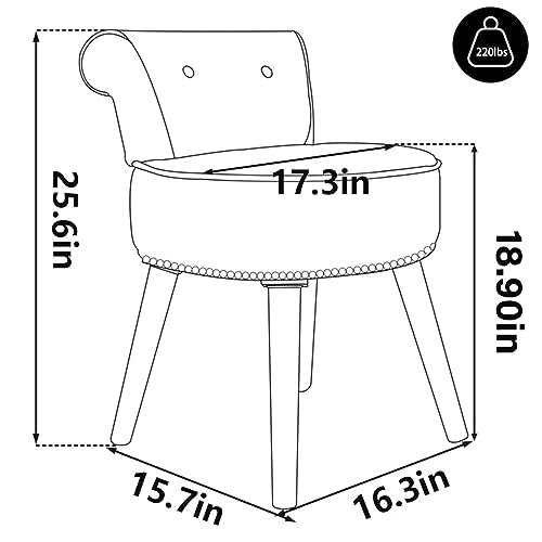 Grey Velvet Vanity Stool Chair with Back C74709
