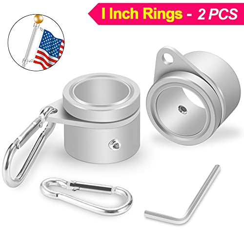 2 Pcs 360° Rotating Aluminum Alloy Flag Pole Rings for 1 Inch Diameter X4697