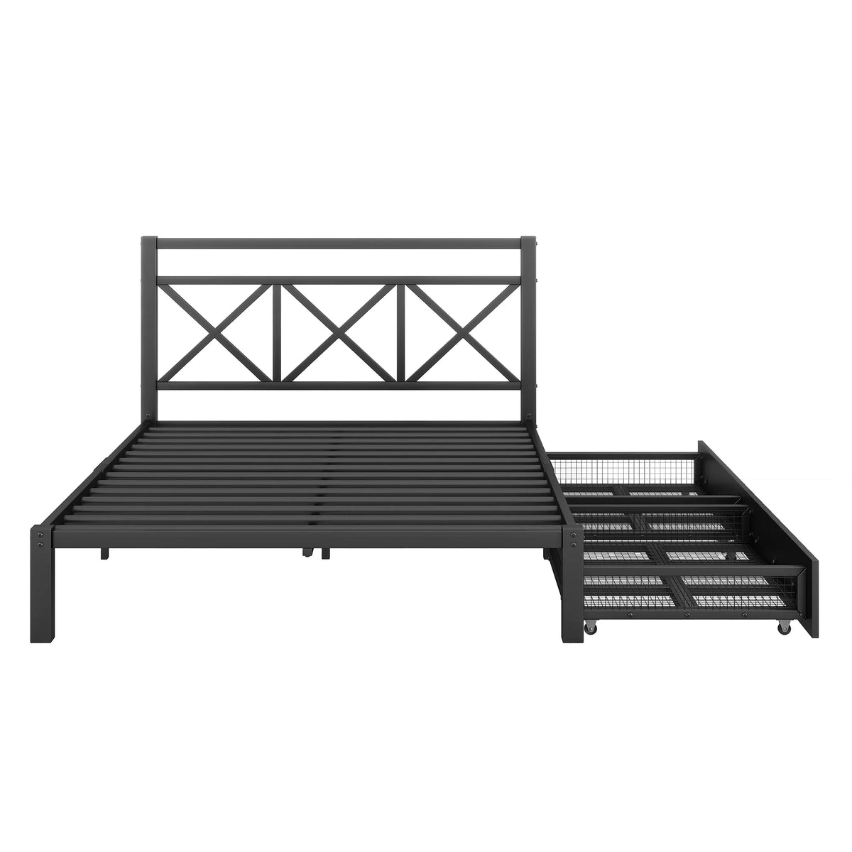 Metal Twin Size Platform Bed with Two Drawers K65478