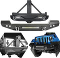 Front Bumper & Rear Bumper Combo with Spare Tire Carrier & 120W LED Light Bar N3527