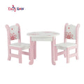 Pink Floral Kitchen Table and 2 Chair Dining Doll Furniture Set W447