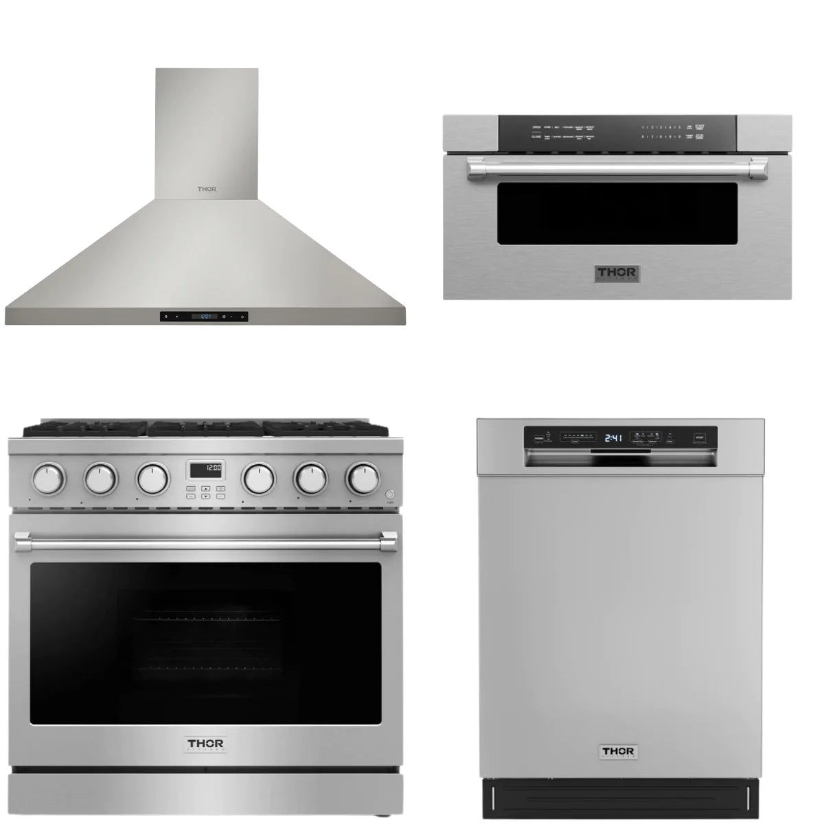 36 Gas Range, Range Hood, Dishwasher and Microwave U71999
