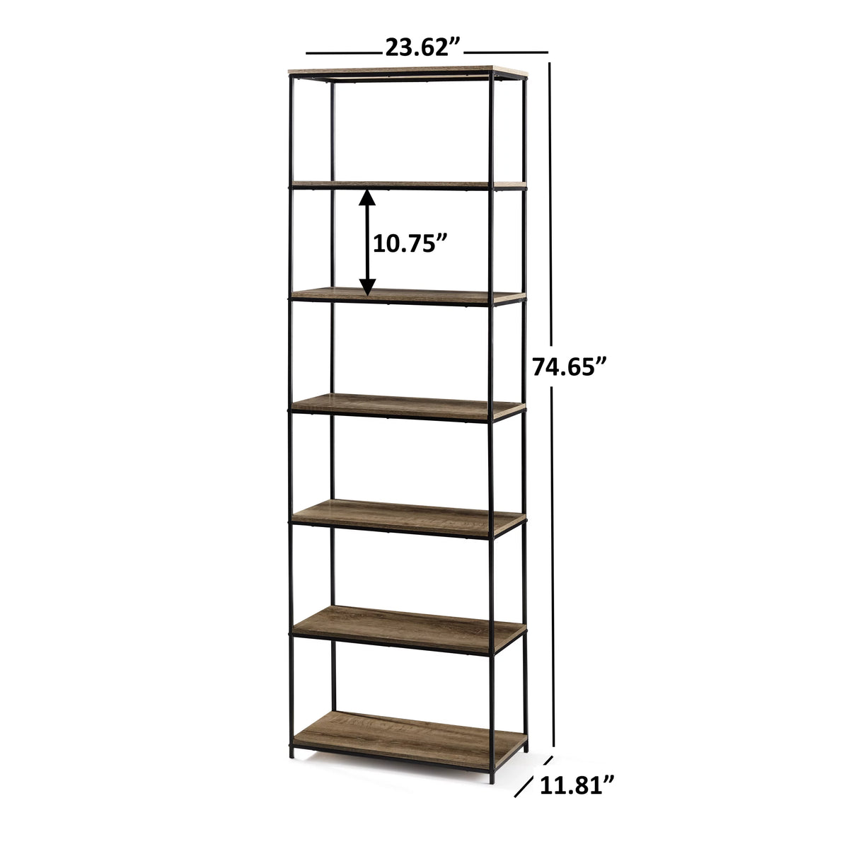 6-Shelf Metal Frame Bookcase D938