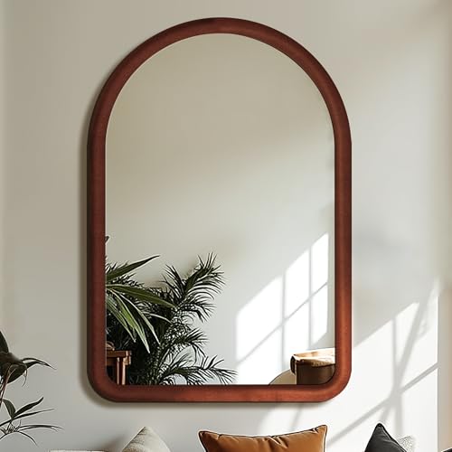 Cream White Arched Full Length Flannel Mirror P945