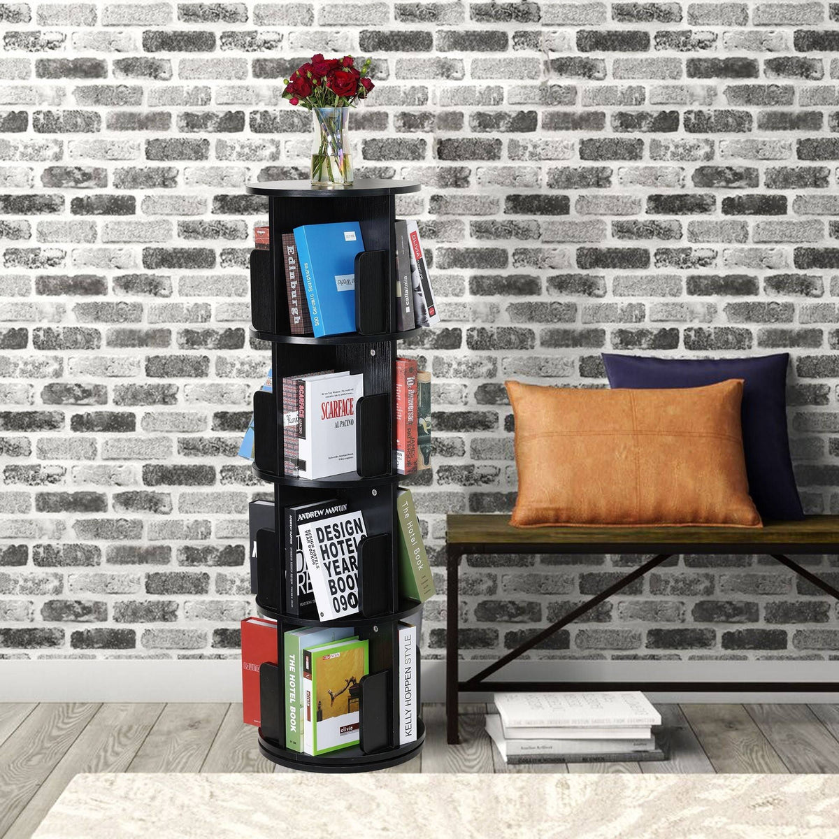 Dark Walnut Rotating Bookshelf W9859