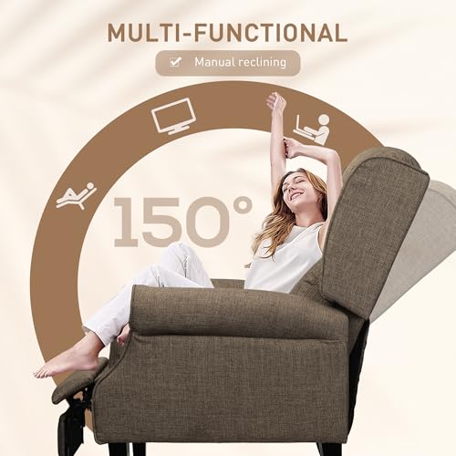 Black Suede Fabric Push Back Recliner Chair with Footrest E2926