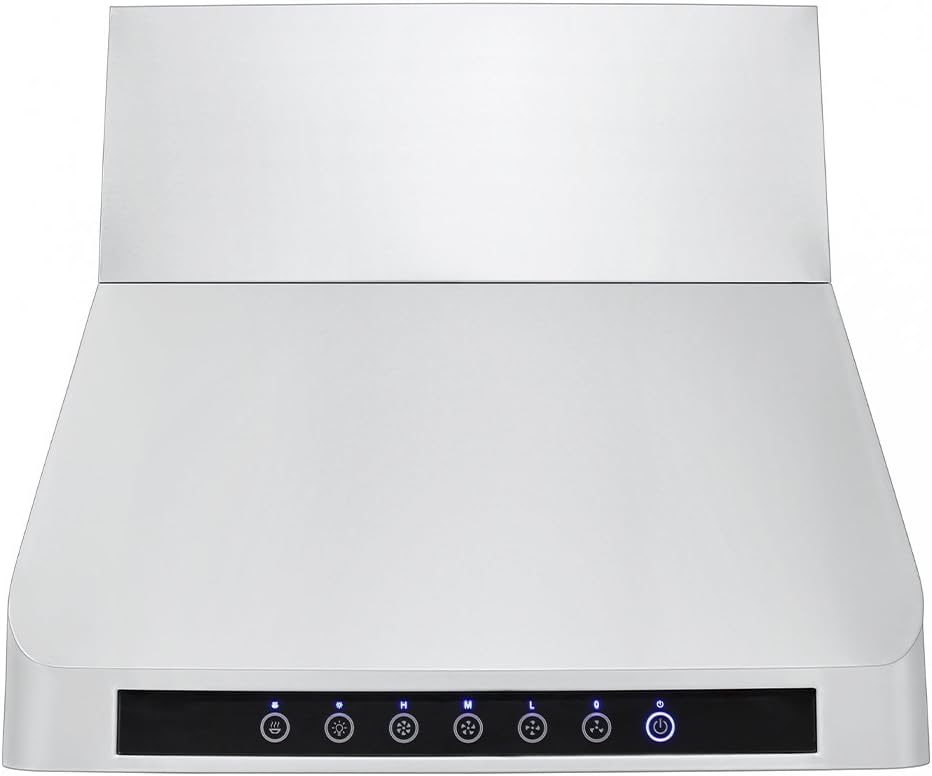 Stainless Wall Range Hood, 1000 Max CFM, 4 Speed, 30 36 42 48 54 60 inch V28843