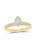 Marquise Diamond Halo Bridal Wedding Ring Band Set 1/2 Cttw L38919