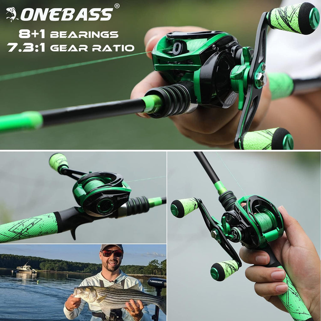Medium Fast Baitcasting Fishing Rod and Reel Combo, 24-Ton Carbon Fiber 2 Pieces J8353