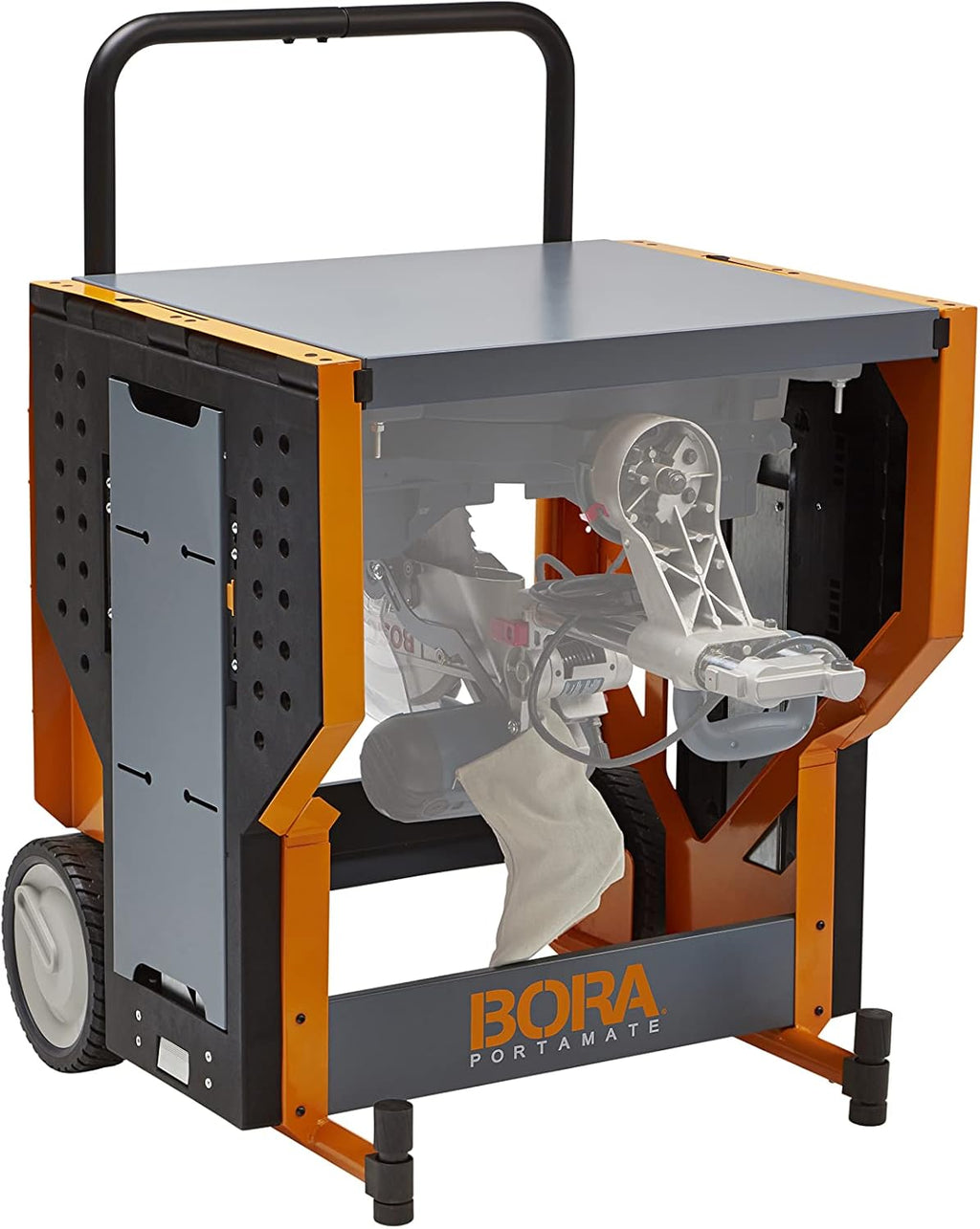 Miter Saw Workstation and Adjustable Pedestal Roller, Mobile Rolling Workbench with Additional Outfeed Support Pedestal Roller B642981