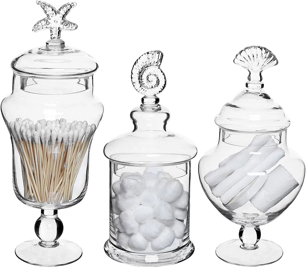 Clear Glass Set of 3 Apothecary Jars D35791