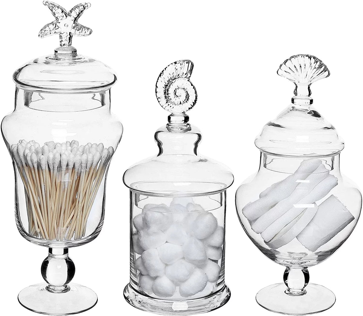Clear Glass Set of 3 Apothecary Jars D35791