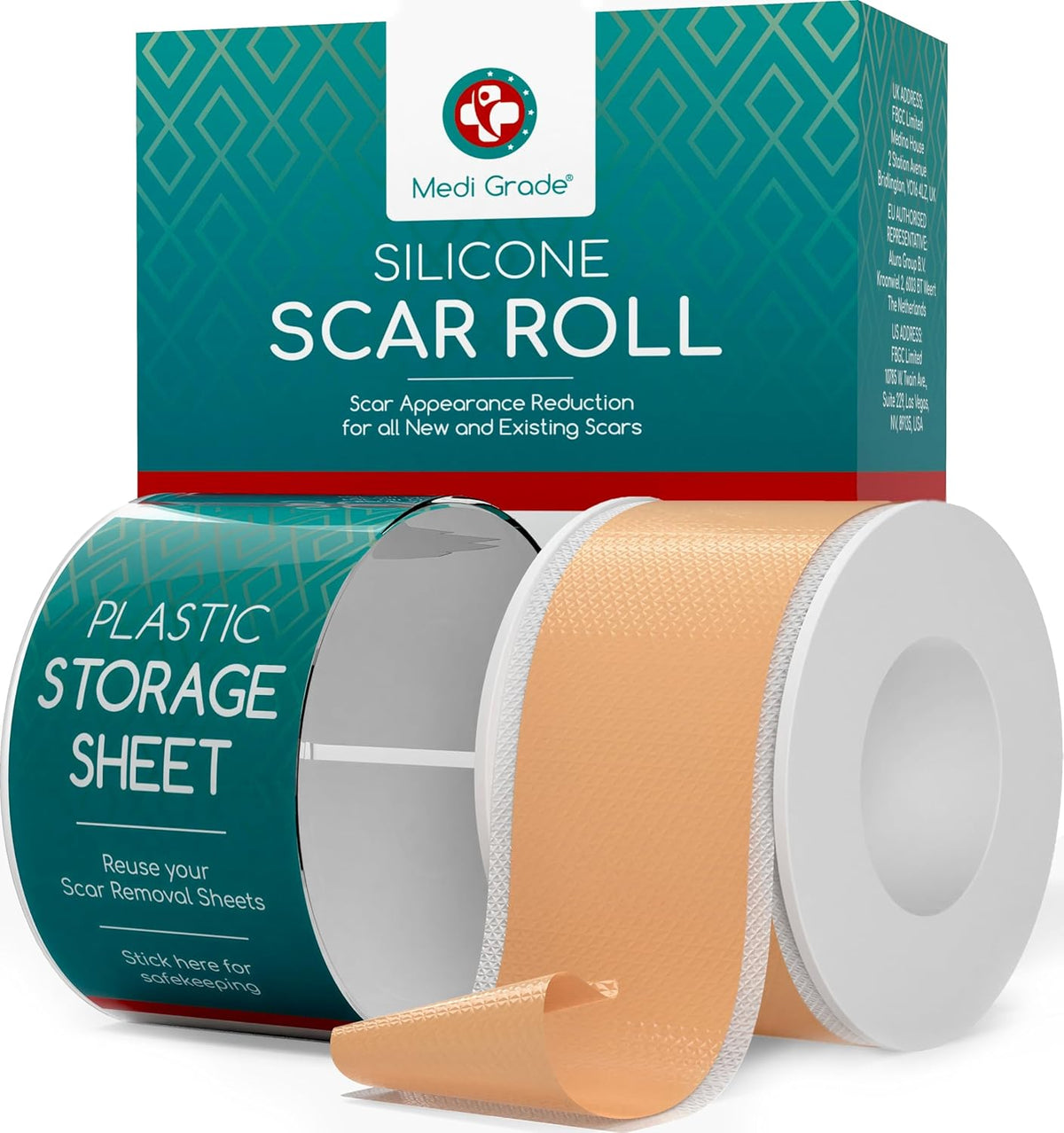 Silicone Scar Sheets, 80 Inches Long - Reusable Silicone Scar Tape - Includes Hygienic Storage Case S834