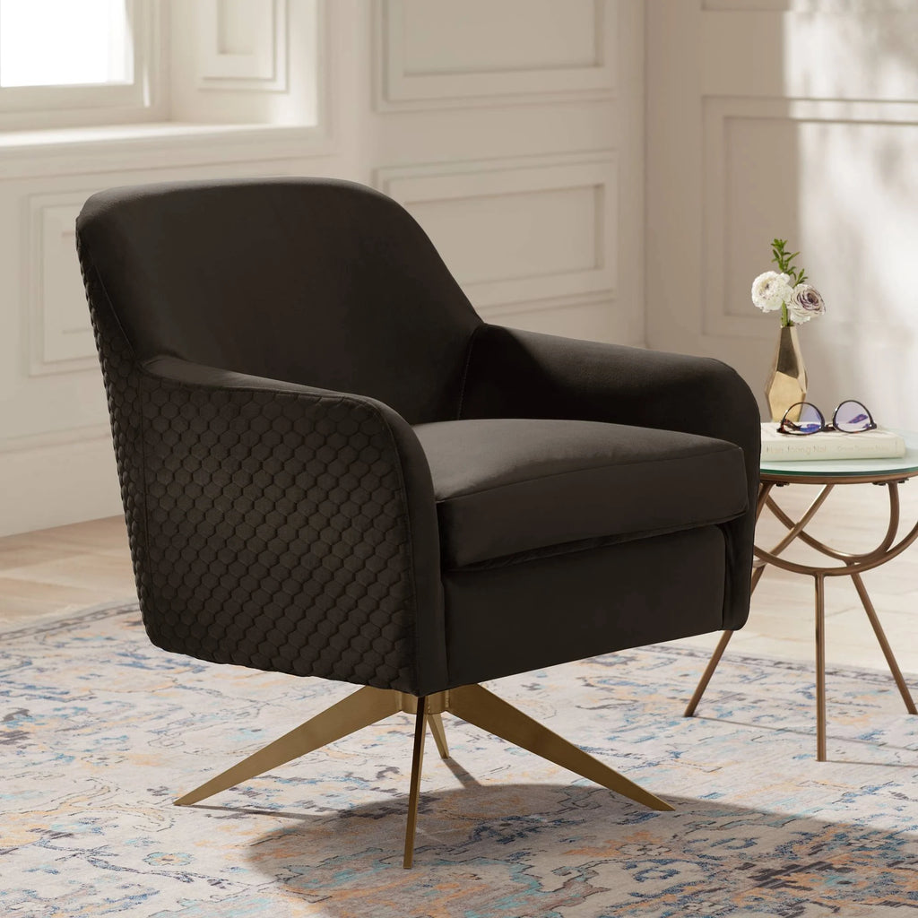 Espresso Velvet Swivel Chair Y980