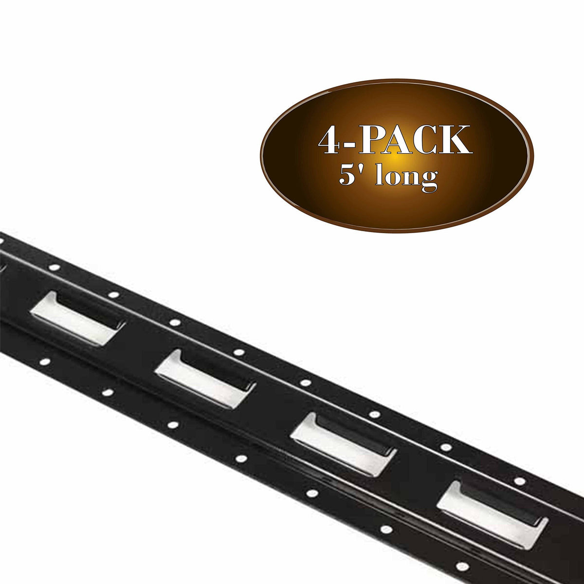 Black Powder-Coated 12 Gauge Steel E Track Tie-Down Rail, 4 Pack A991837
