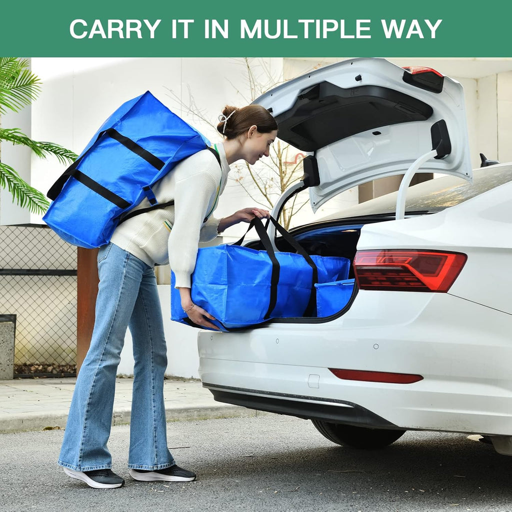 Blue Moving Totes with Backpack Straps, 8 Pack O291084