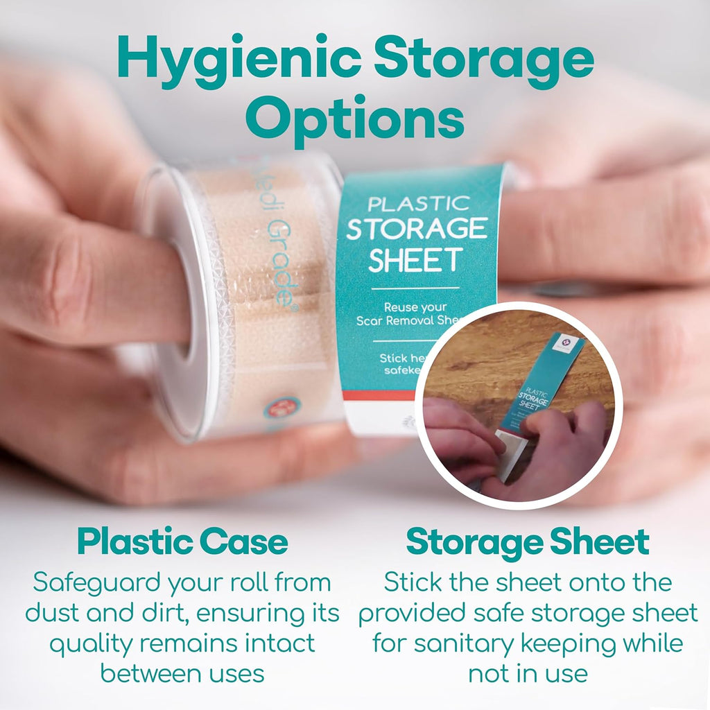 Silicone Scar Sheets, 80 Inches Long - Reusable Silicone Scar Tape - Includes Hygienic Storage Case S834