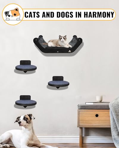 Wooden Cat Wall Shelves with 3 Steps A1295