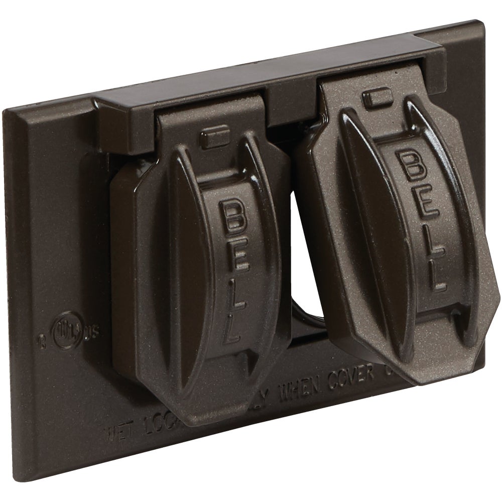 1PACK Horizontal Mount Duplex Aluminum Bronze Weatherproof Outdoor Outlet Cover A654