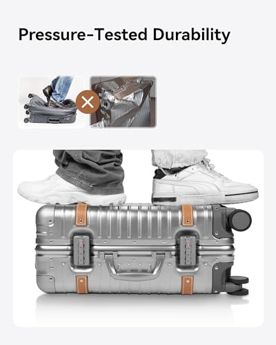 Silver 20 Inch All Aluminum Carry On Luggage with Wheels Z104935