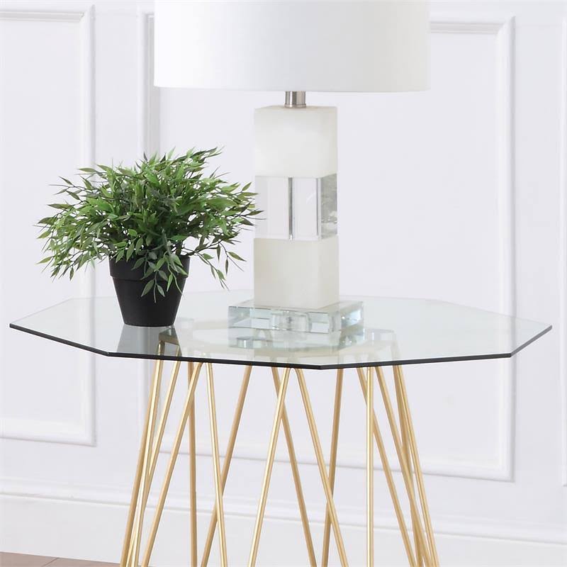 Contemporary Glass Top End Table V637306