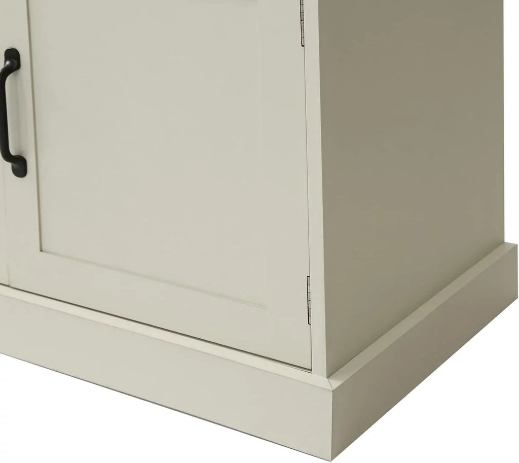Beige Hall Tree with Upholstered Bench and Coat Rack N805561
