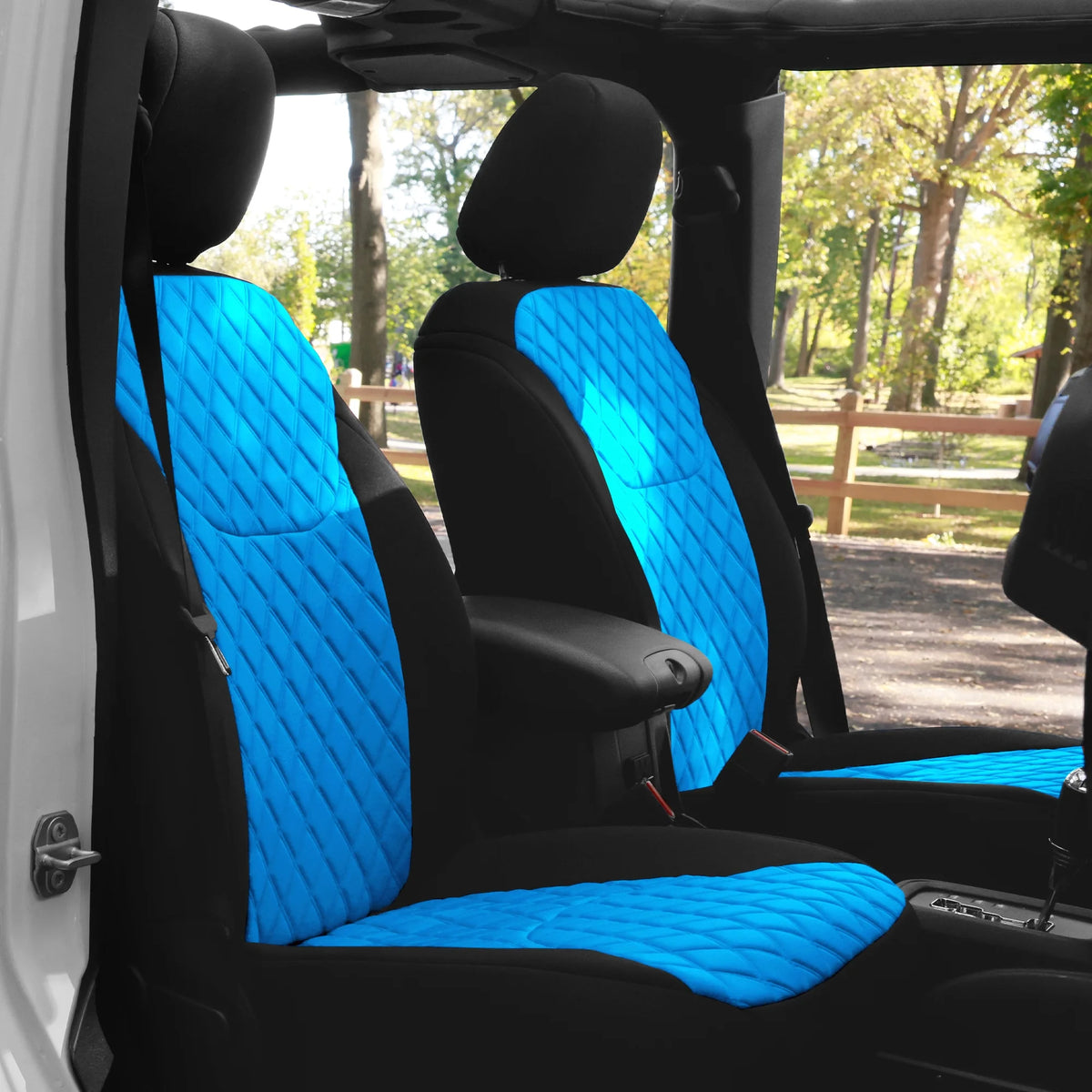 Aqua Neoprene Front Seat Covers for Jeep Wrangler JK 4DR G52742