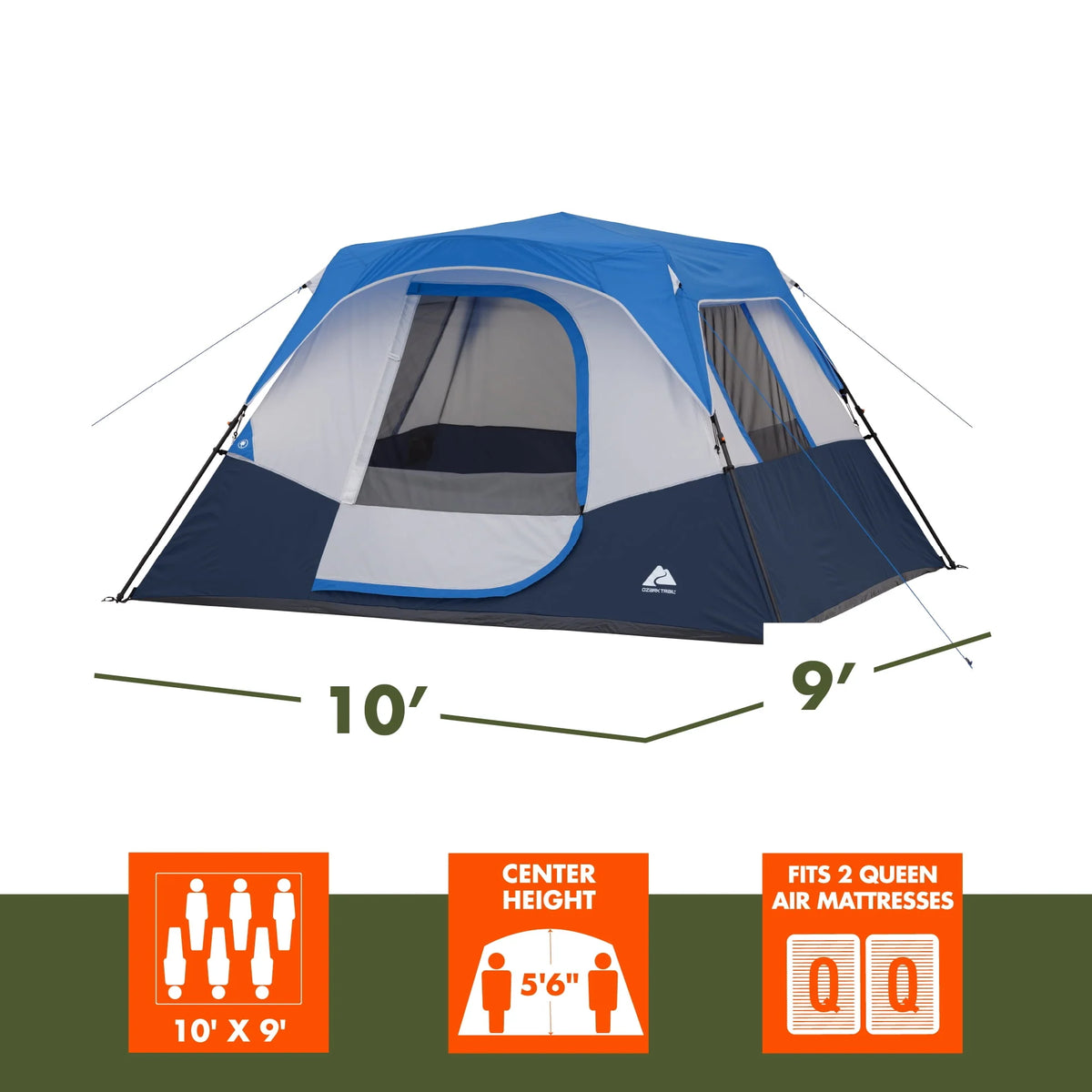 6-Person Instant Cabin Tent with LED Lighted Hub H8859
