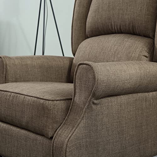 Black Suede Fabric Push Back Recliner Chair with Footrest E2926